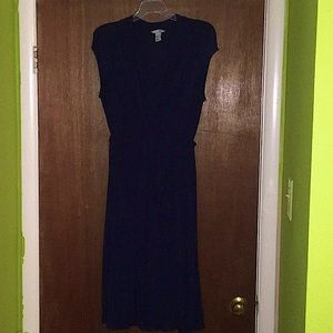 H&M wrap style, Cap-sleeve midi dress Navy sz M